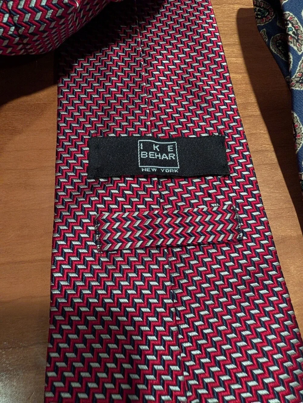 Ike Behar Red Chevron Silk Tie